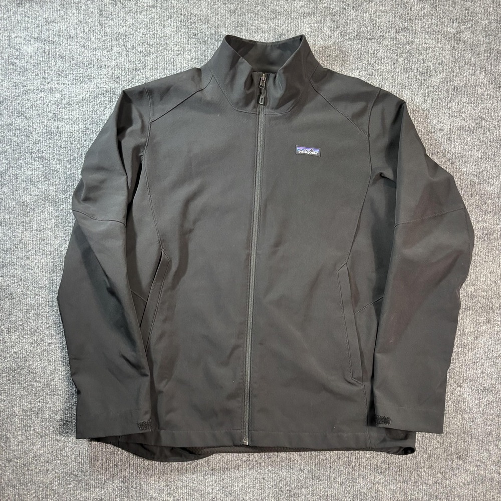 Patagonia‎ Jacket Mens Large Black Softshell Full Zip Adjustable Cuffs Hiking